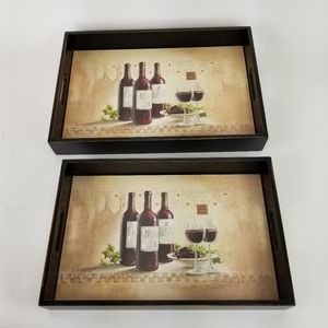Large Wood Serving Trays Wine Decor